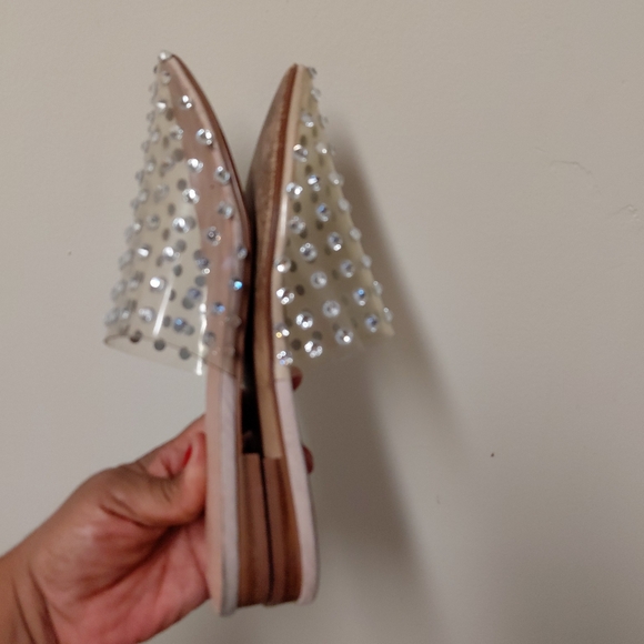 Madden Girl Clear Embellished Pointy Toe Flat Mules Size 6.5 - Picture 6 of 12